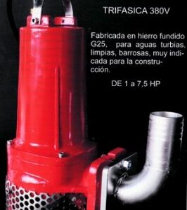 Bomba  sumergible especial obra.
